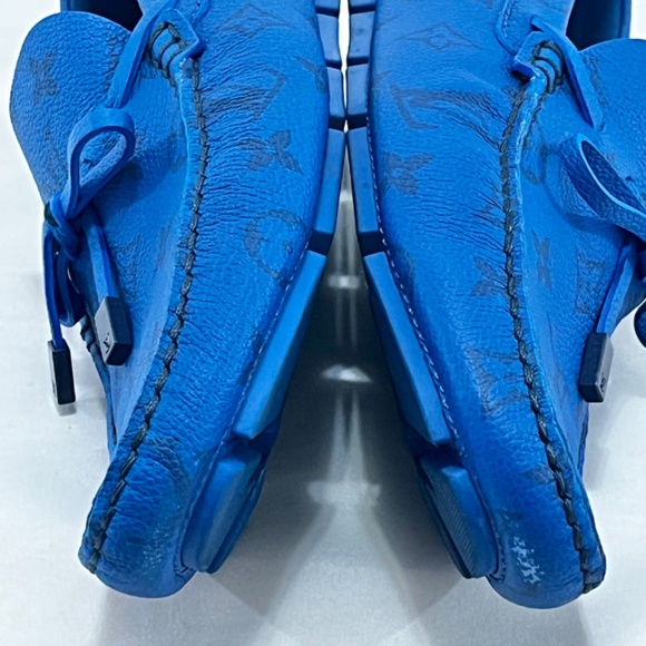 Louis Vuitton Blue Monogram Driver Moccasins Size UK 7.5/USA 8.5 - Picture 9 of 11